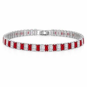 RED SILVER TENNIS BRACELET